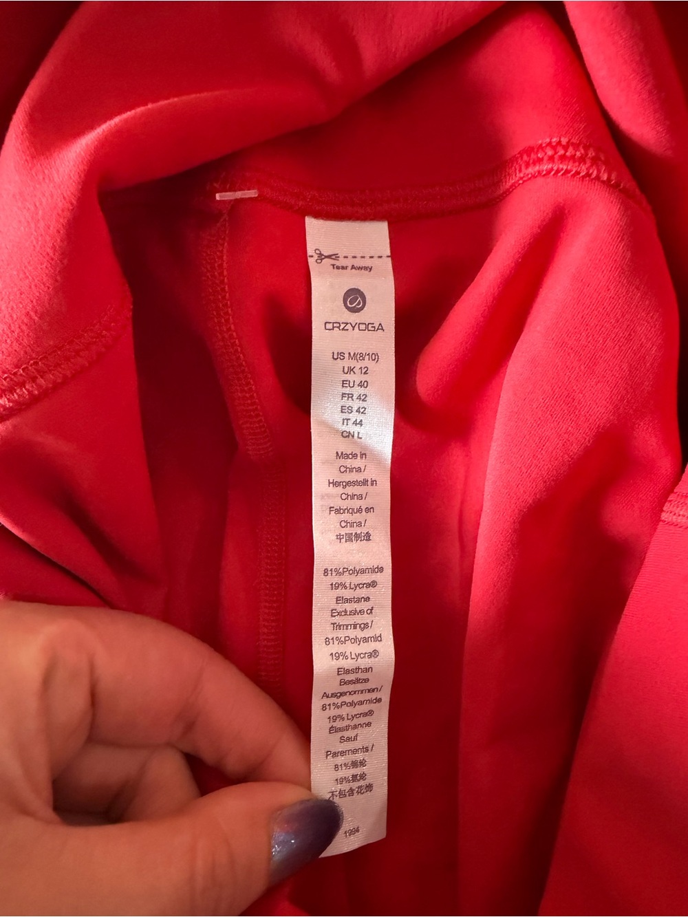 CRZ YOGA women’s High-Rise Active Red Leggings Size M Red - Picture 9 of 10